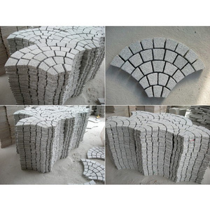 HZW-66 White Grey Granite Meshed Fan Shape Paving Stone Driveway Paving Granite Block Paved Stone Driveways