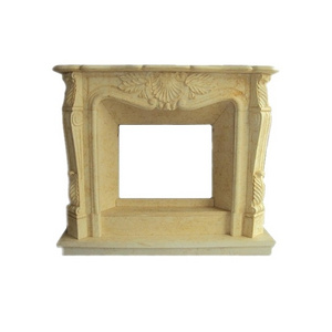 Indoor and Outdoor Natural Stone Decoration Electric Decorative Beige Travertine Fireplace Surround