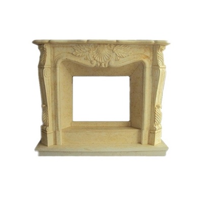 Indoor and Outdoor Natural Stone Decoration Electric Decorative Beige Travertine Fireplace Surround