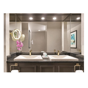 Customized Bathroom Furniture Dark Grey Granite Stone Double Sink Bowl Countertops Vanity Vessel Desk Table Tops