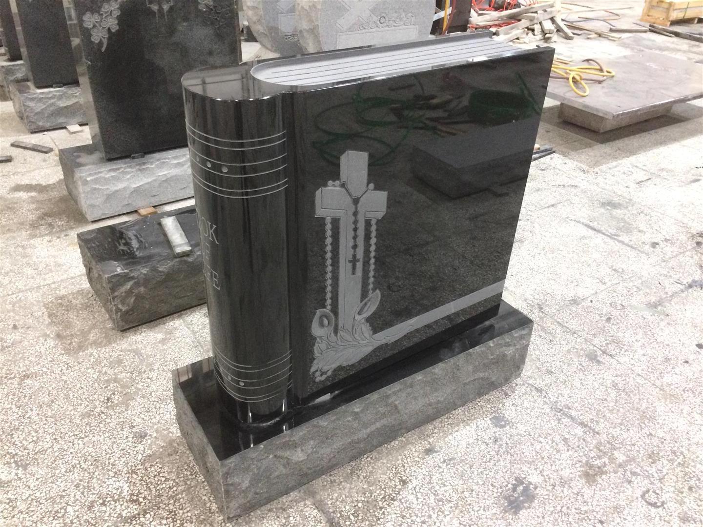 Black Granite Marble Stone Book Shape Bible Style Headstones Prices For Graves