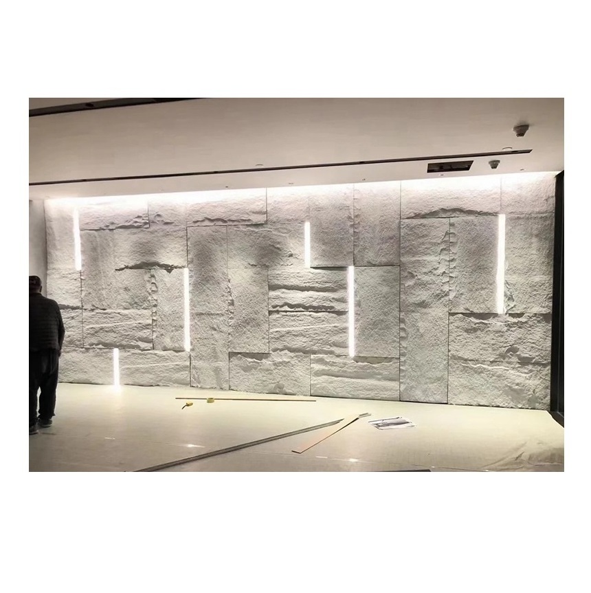 Luxury PU Artificial White 3D Faux Stone Stack Mushroom Stone Outdoor Veneer Wall Decoration Panels Interior