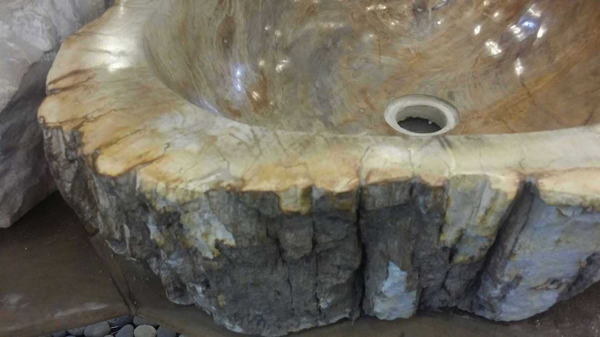 New Style Bathroom Luxury Sink Marble Petrified Fossil Wood Sink