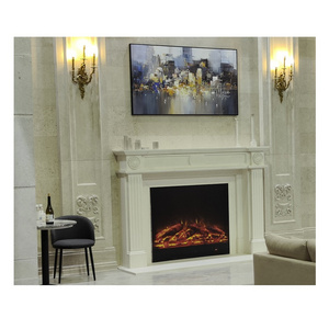 Indoor Freestanding Hand Carved White Natural Marble Stone French Style Fireplace Mantle Surround For Fireplace