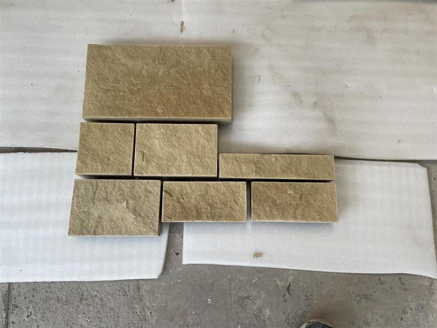 Yellow External Stone Brick Tiles Outdoor Exterior Fence Wall Cladding Sandstone