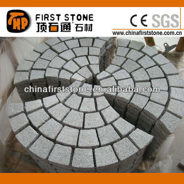 HZW-66 White Grey Granite Meshed Fan Shape Paving Stone Driveway Paving Granite Block Paved Stone Driveways