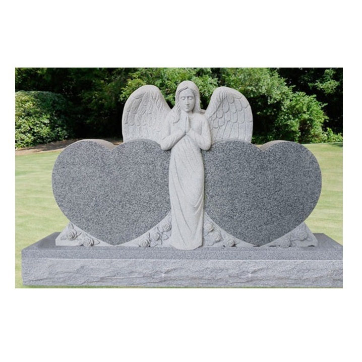 White Marble Grave Slab Unique Heart Shaped Headstone With Rose