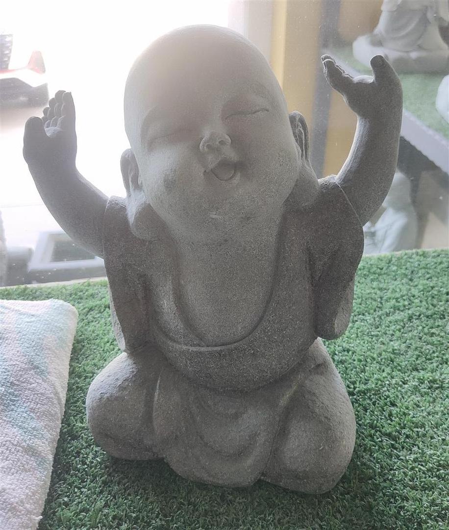 Natural Granite Marble Stone Carved Little Shaolin Buddha Baby Monk Statues Miniature Figurines Sculpture