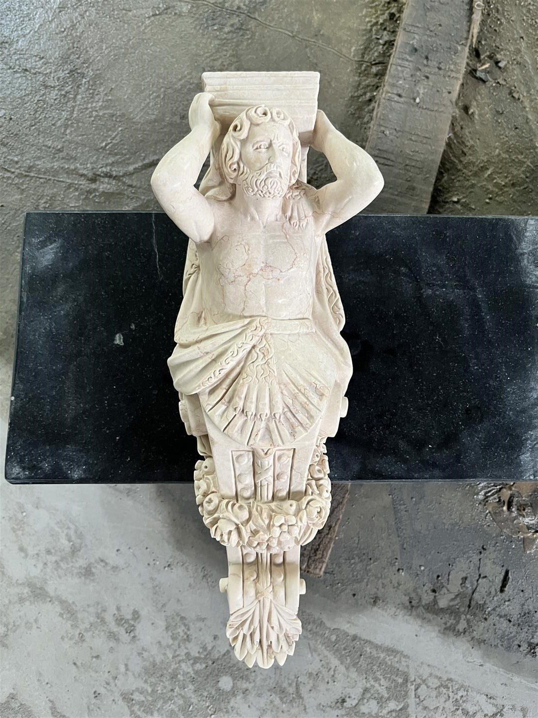 Roman Style Beige Marble Stone Column Carving Statues Designs Corbels For Wall Relief