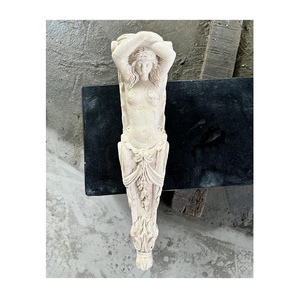 Roman Style Beige Marble Stone Column Carving Statues Designs Corbels For Wall Relief