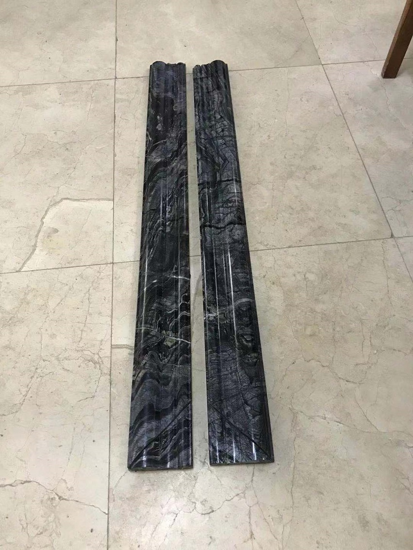 High Quality Ancient Wood Grain Marble Black Pencil Liner Border Tile Flooring