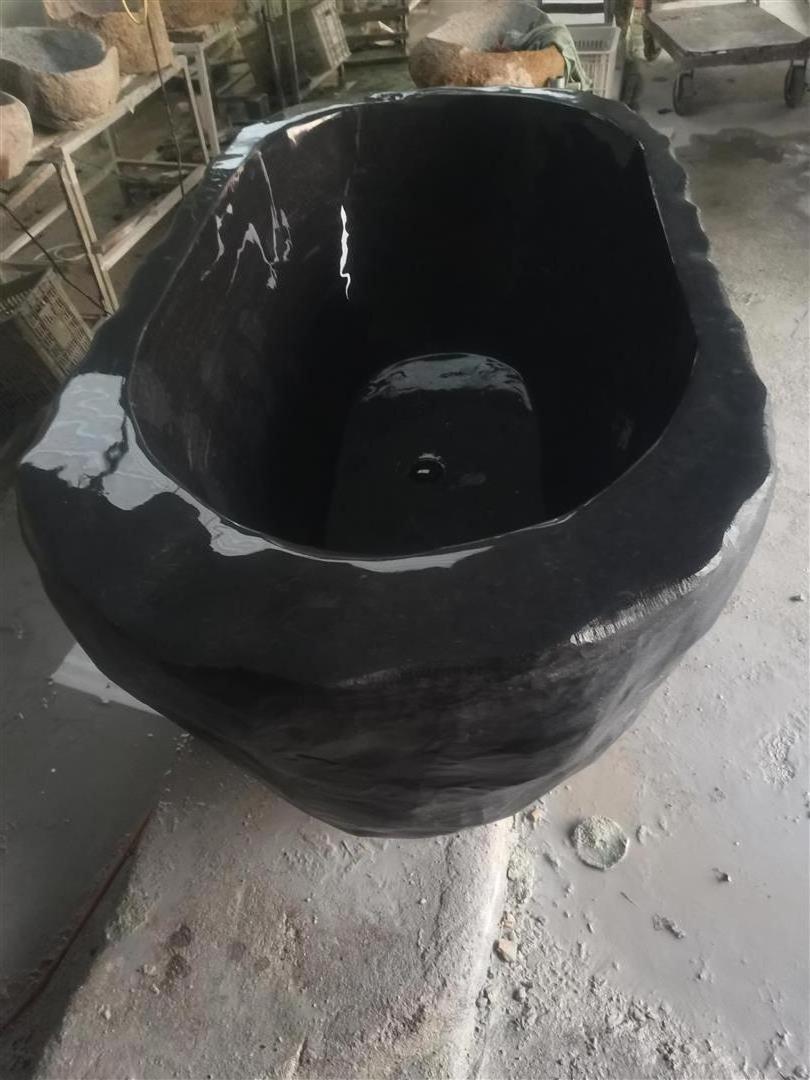 Wholesale Custom Hand Carved Freestanding Black Stone Marble Bathroom Bath Tub And Shower Bathtub