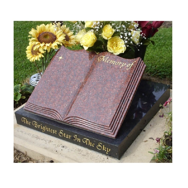 Cheap Gray Granite Stone Carved Book Bible Shaped Monument Headstone