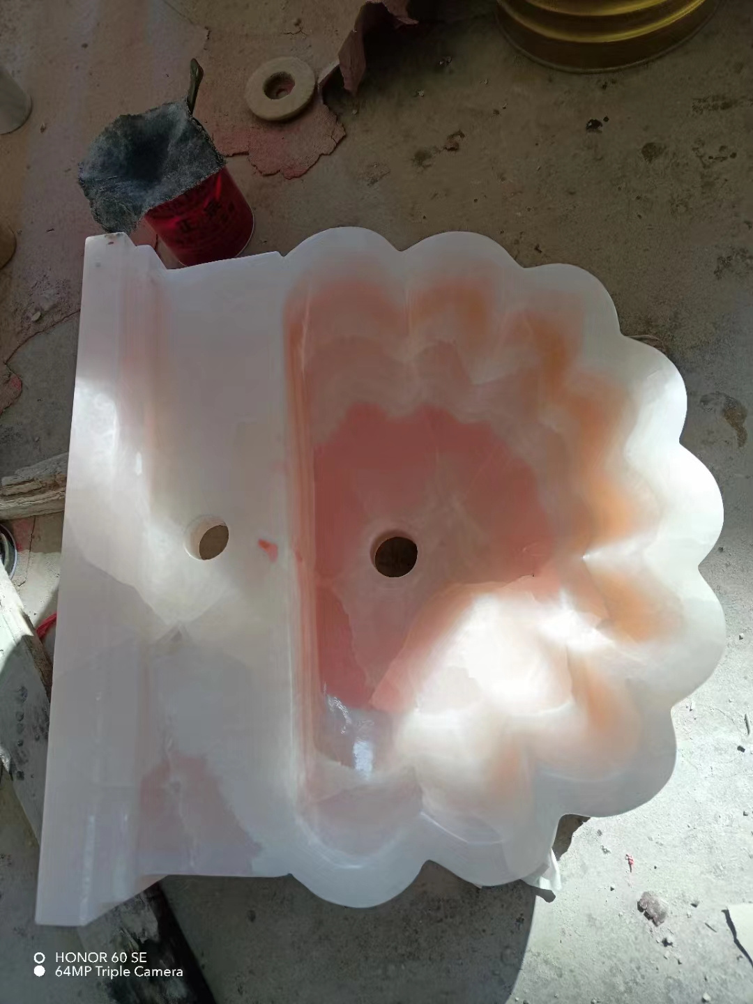 Natural Pink Onyx Marble Stone Shell Shaped Home Hotel Bathroom Basin Sink