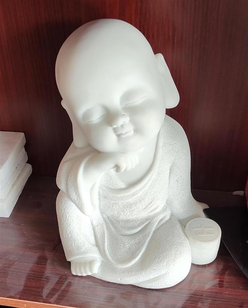 Natural Granite Marble Stone Carved Little Shaolin Buddha Baby Monk Statues Miniature Figurines Sculpture