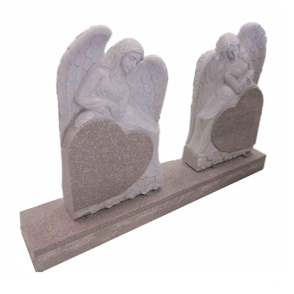 Black Granite Stone Tombstone Double Heart Grave Headstone Designs