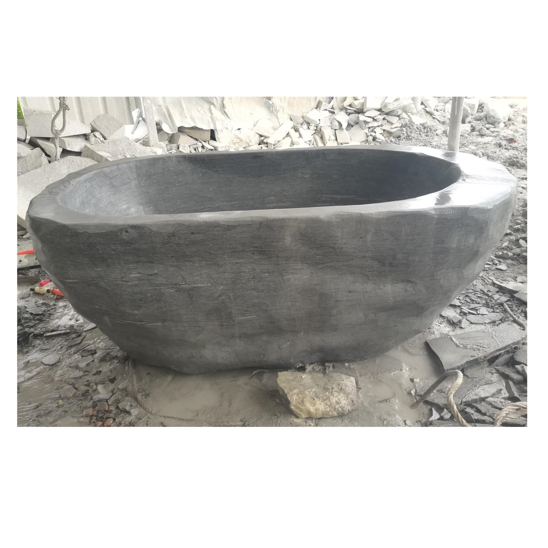 Wholesale Custom Hand Carved Freestanding Black Stone Marble Bathroom Bath Tub And Shower Bathtub