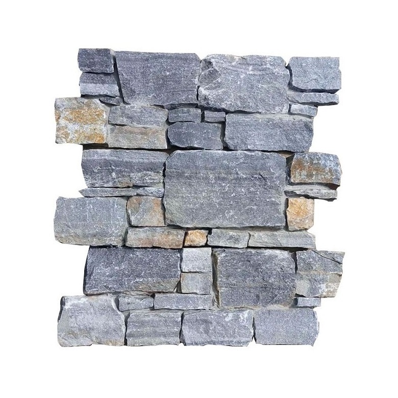 Blue Dark Grey Quartzite Loose Thin Veneer Stacked Natural Stone Cladding