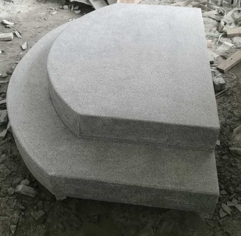 Grey Granite Solid Outdoor Stair Steps Lowes, Stone Door Curved Staircase