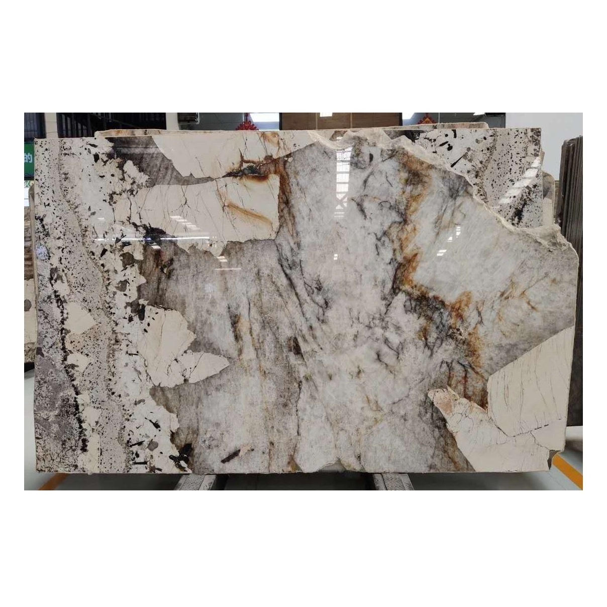 Unique Import Brazilian White Grey Marble With Gold Vein Marble Slab