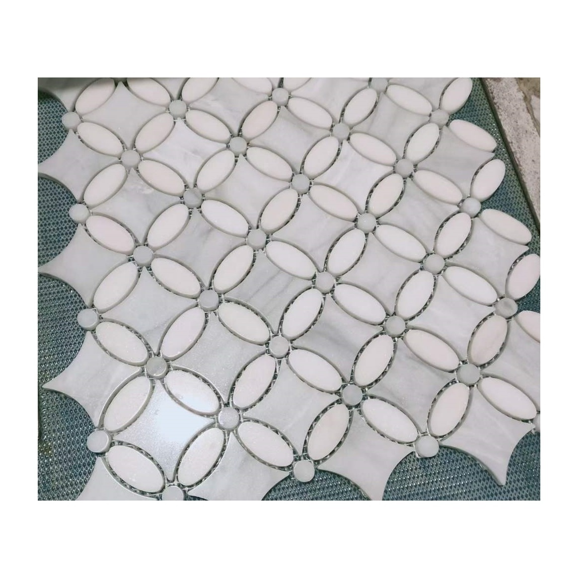 Waterjet Carrara White Marble Mosaic Tile Backsplashes For Kitchen And Bathroom Wall Decoration