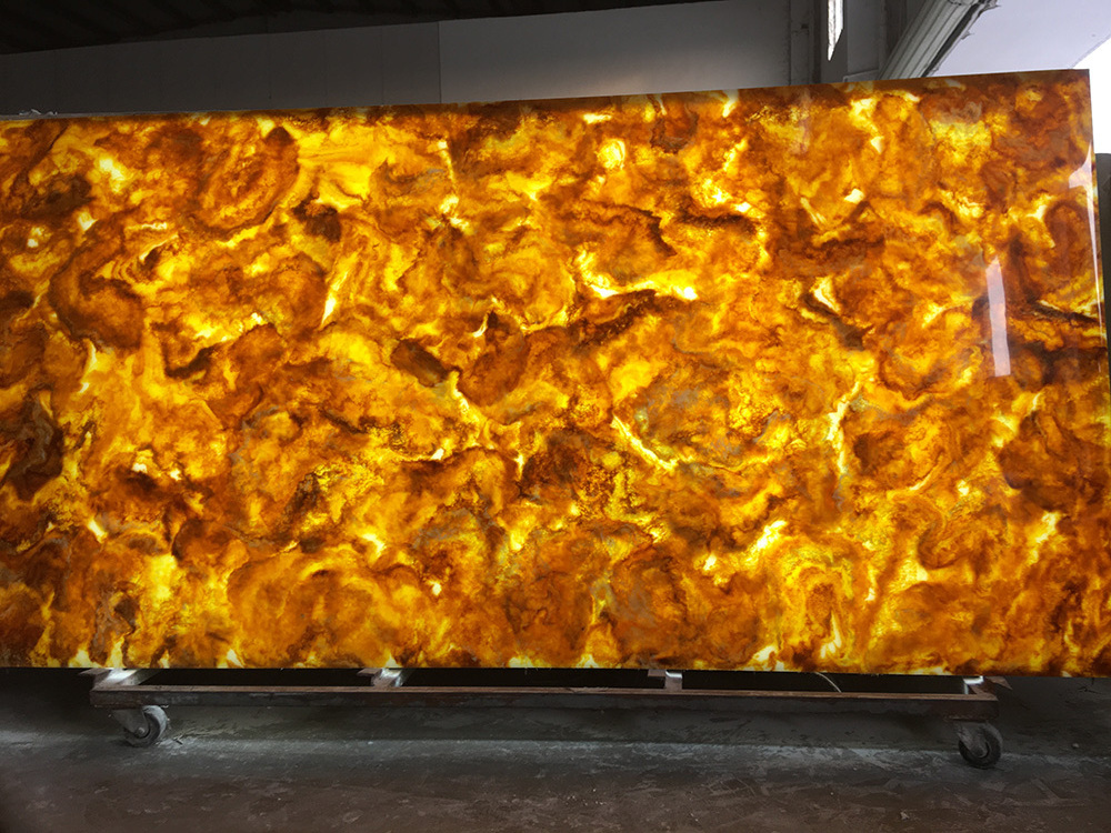 Wall Modern China Translucent Artificial Backlit Yellow Onyx Marble