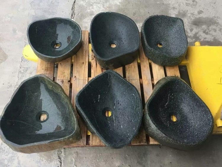 Washbasin Supplies Competitive Price Black Natural River Stone Wash Basin