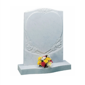 White Marble Grave Slab Unique Heart Shaped Headstone With Rose