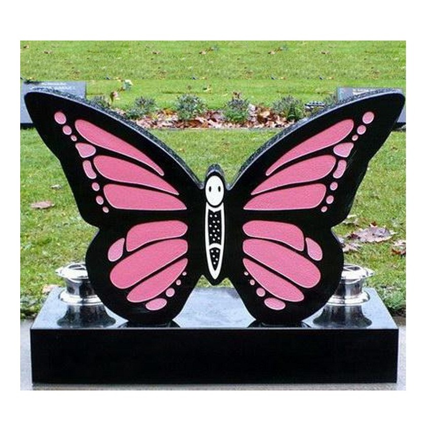 Cheap Grey Granite Butterfly Design Monument Grave Headstones Price For Graves