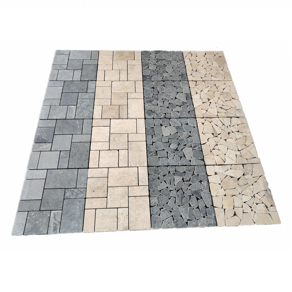 Interlocking Stone Garden Backyard balcony Diy Pool Decking Tiles Travertine Outdoor Floor