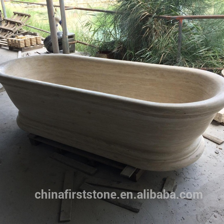 Natural Turkey Cream Travertine Cool Europe Design Stone Luxury Marble Bathtub for Sale