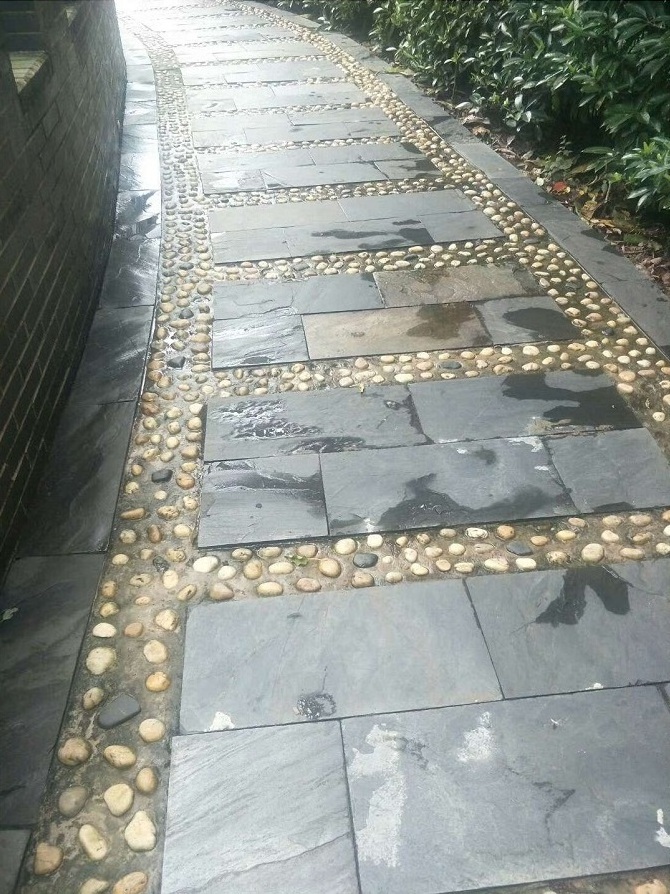 Outdoor Paving Black Stone Natural Split Slate Cut To Size Slabs For Sale