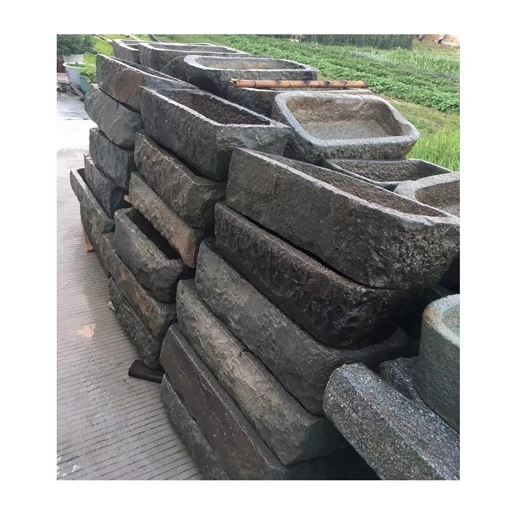 Garden Decoration Rectangular Planter Pots Antique Old Stone Carving Cattle Pig Water Troughs For Sale Trade