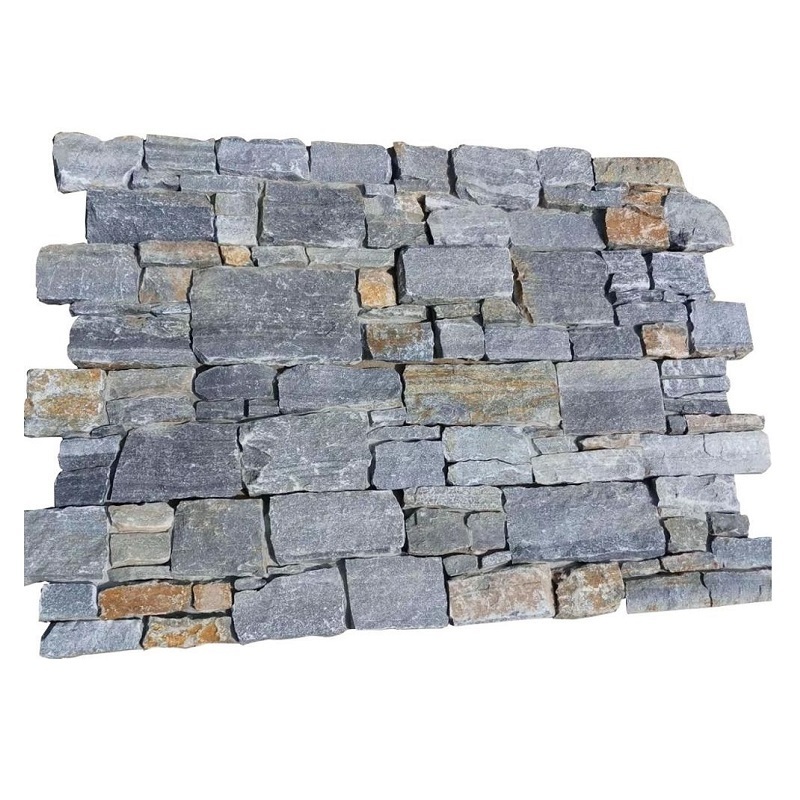 Blue Dark Grey Quartzite Loose Thin Veneer Stacked Natural Stone Cladding