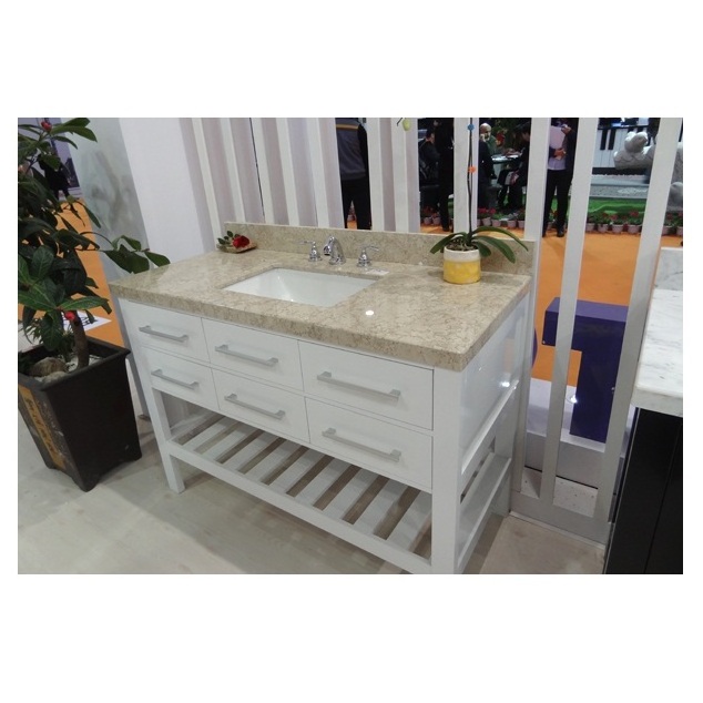 Carrara White Marble Bathroom Vanity Top With Double Undermount Sink