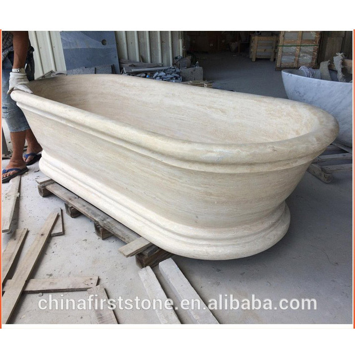 Natural Turkey Cream Travertine Cool Europe Design Stone Luxury Marble Bathtub for Sale