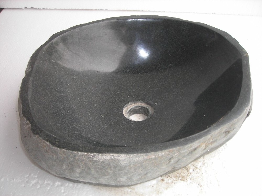 D43Cm Black Stone Smooth Triangular Sink