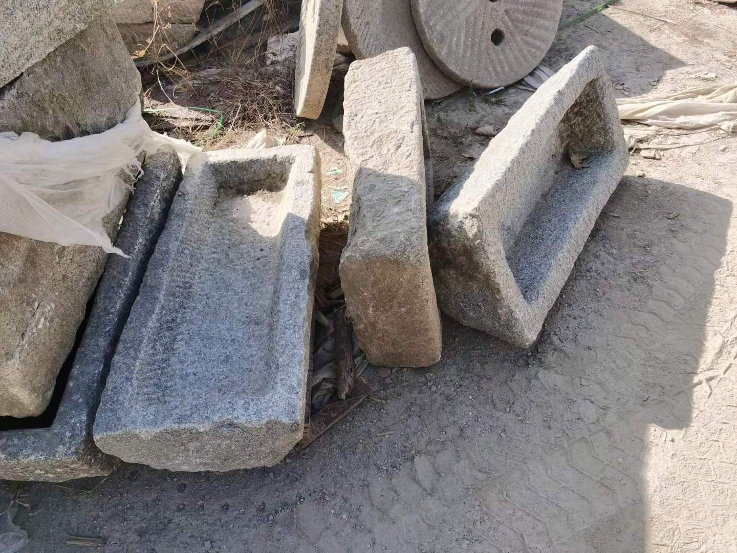 Vintage Antique Old Rectangular Sinks Granite Used Natural Stone Water Troughs