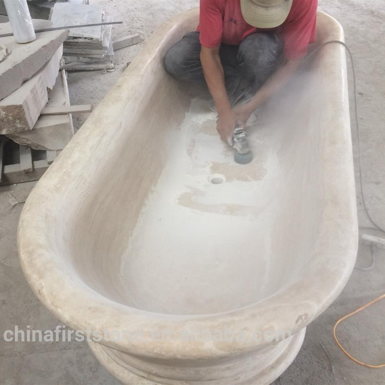 Natural Turkey Cream Travertine Cool Europe Design Stone Luxury Marble Bathtub for Sale