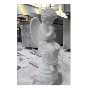 White Marble Carved Headstone Praying Hands Baby Angel Grave Tombstone