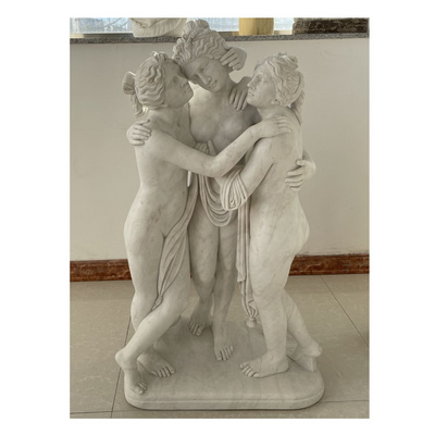 White Marble Nude Female Sculptures Hand Carved The Three Graces Stone Statues