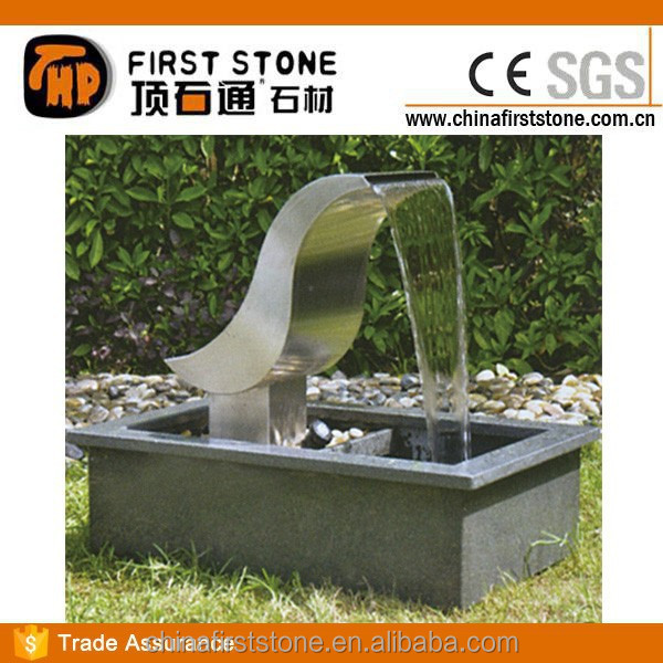 Stone and Stainless Steel Outdoor Waterfall Fountain