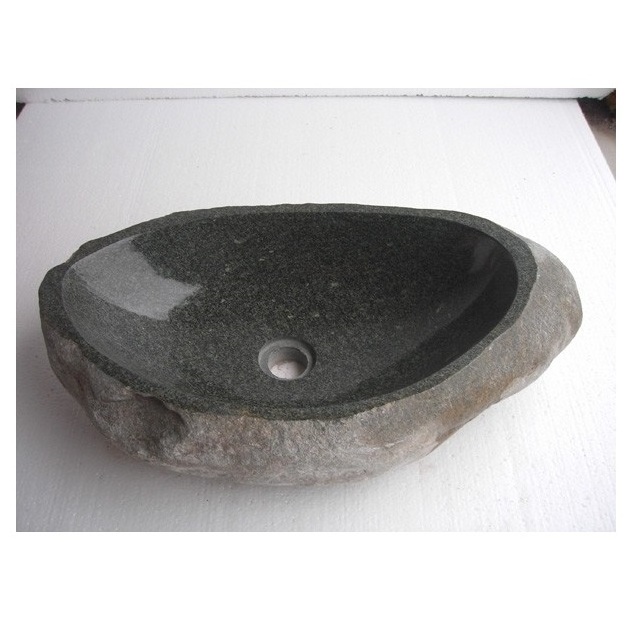 Wholesale Natural Black River Rock Boulder Stone Sink Indonesia