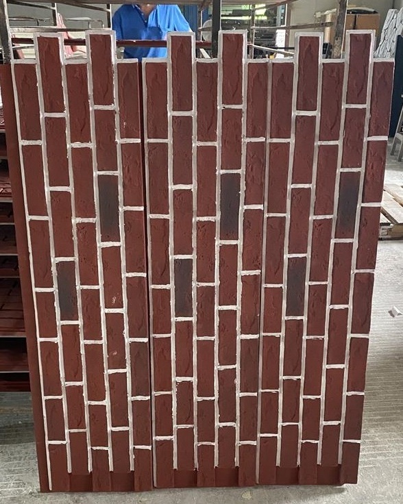 Waterproof Fireproof Red Clay Brick Looking Slip Wall Tile Facing Decorative Red Culture Stone Brick For Exterior Building