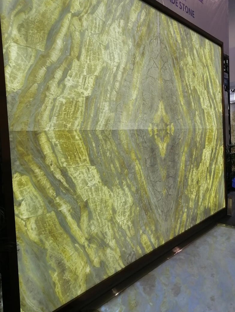 Top Popular China Illuminated Decoration Book Match Green Onyx Marble Stone Slabs