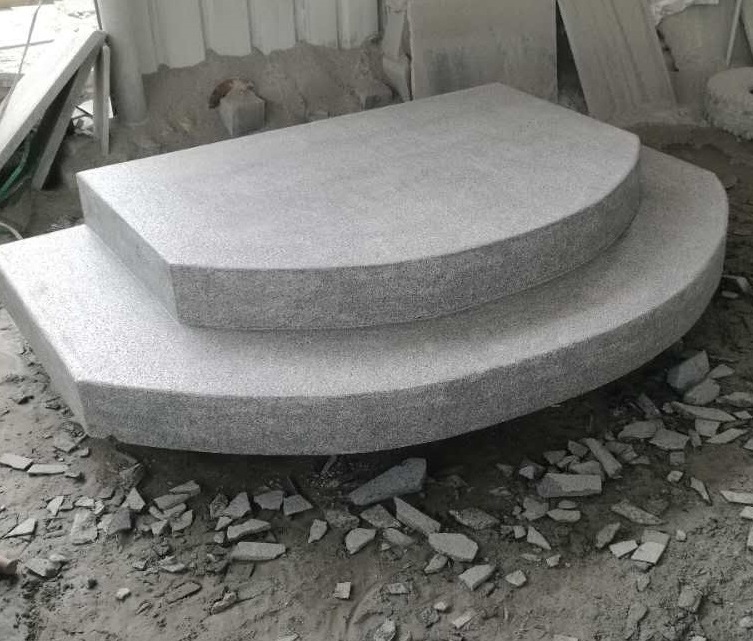 Grey Granite Solid Outdoor Stair Steps Lowes, Stone Door Curved Staircase