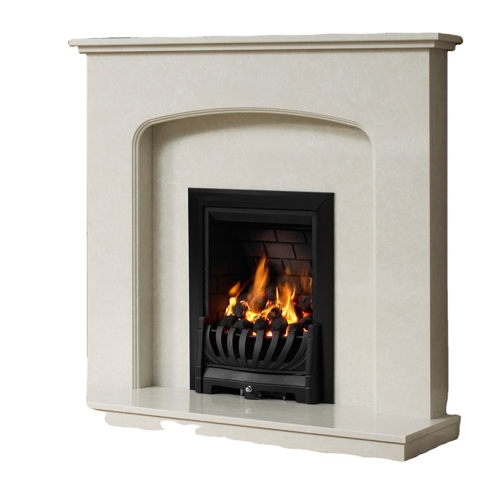 Fireplace Marble France Indoor MX004 White and Beige Standing Fireplace Other Fireplaces FIRST Stone Modern 3 Years