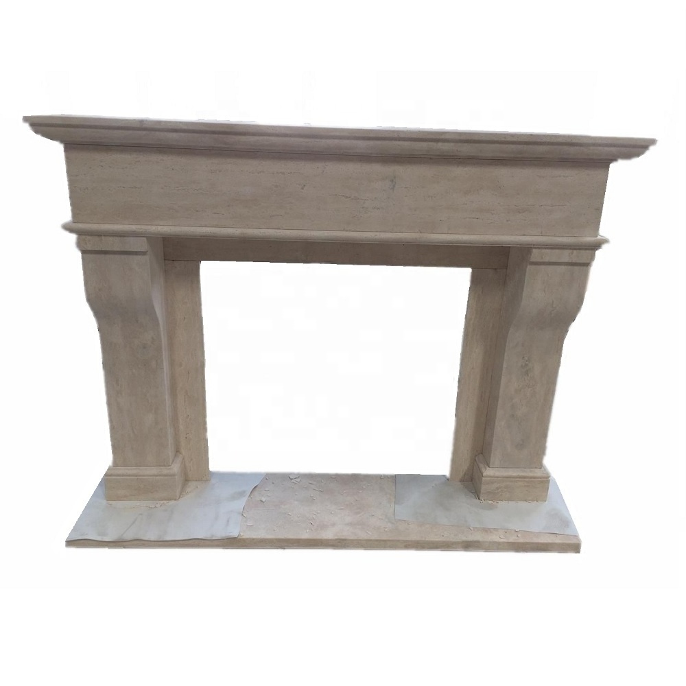 Beige Yellow Marble   Fireplace Modern, Stone Veneer Fireplace Natural