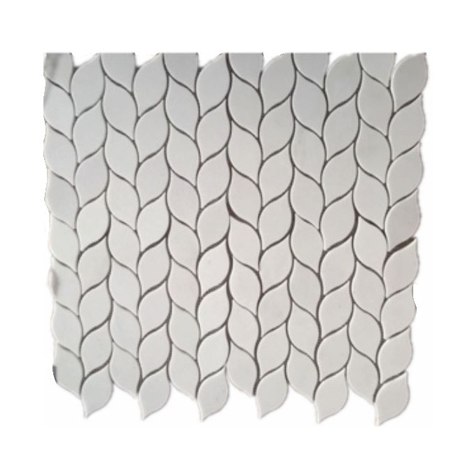 Carrara White Marble Stone Leaf Shaped Mosaic Tile Backsplash For Wall Decoration Bathroom Kitchen