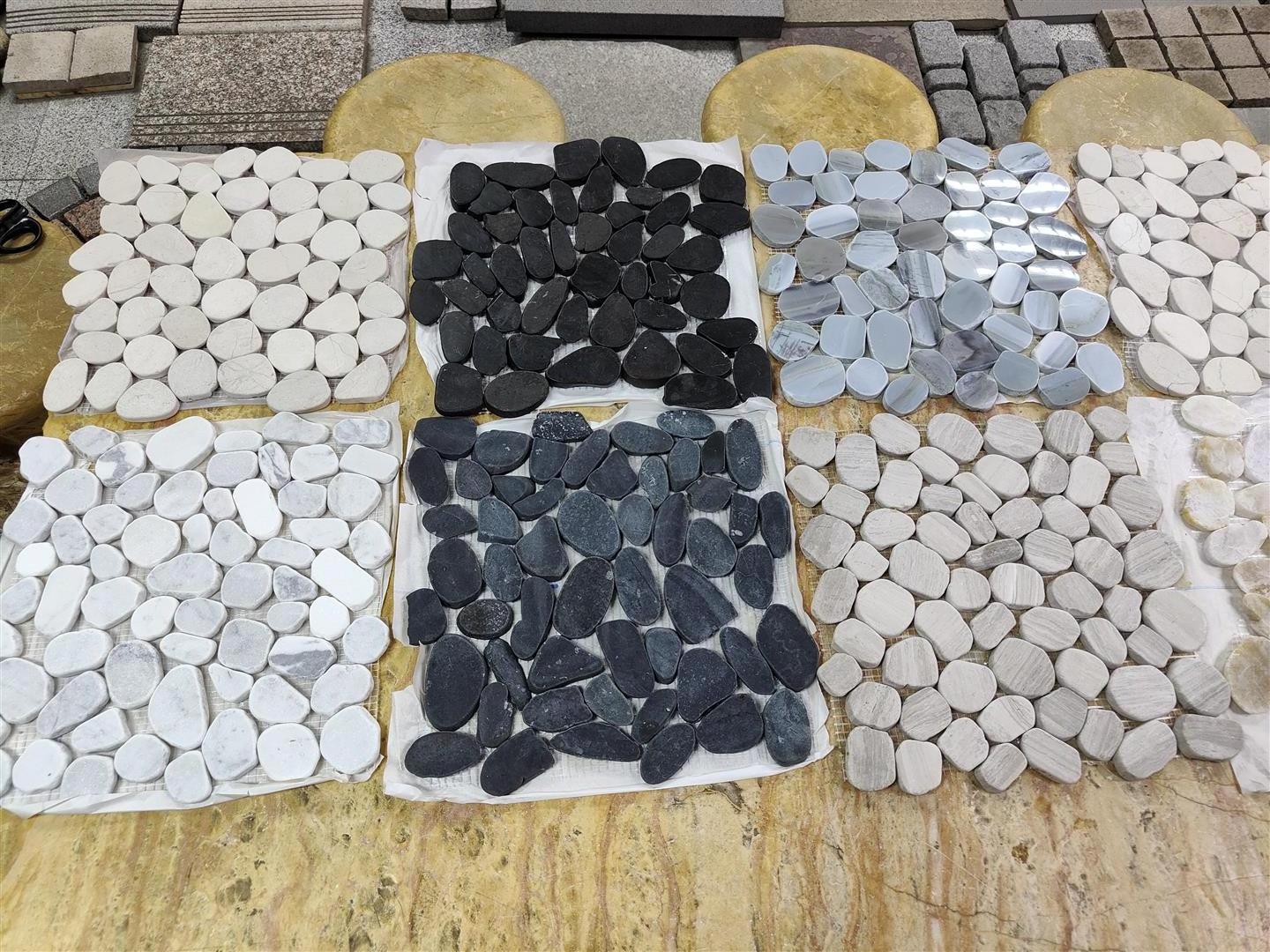 Marble River Rocks Irregular Meshed Pebble Stone Mosaic Tile For Interior Wall And Floor Decoration